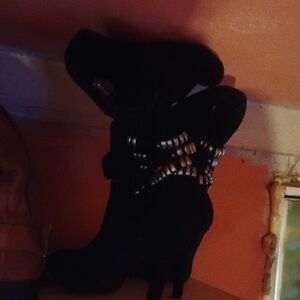 BCBG Black Heeled Boots Sleek and Stylish